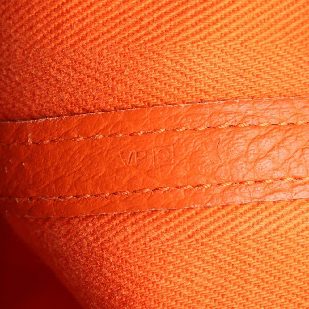 Hermes Garden Party TPM Tote Bag Handbag Leather Toile Chevron Women's Orange - Picture 5 of 11